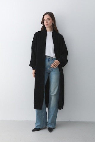 Siyah Boydan Uzun Triko Hırka - 251015 Siyah