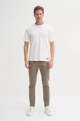 Cazador Bisiklet Yaka Slim Fit Likarlı Düz Tişört 4163 Ekru Ekru