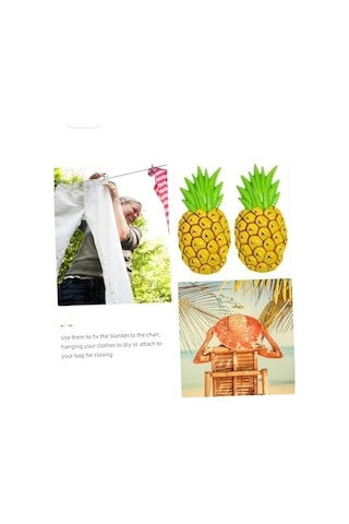Ananas Şeklinde Jumbo Boy Havlu Mandalı Klipsi, Plaj Havlusu Tutucu, Şezlong Battaniye Sabitleme Aksesuarı, Sarı Yeşil, 2&apos Li Set Açık Ahşap