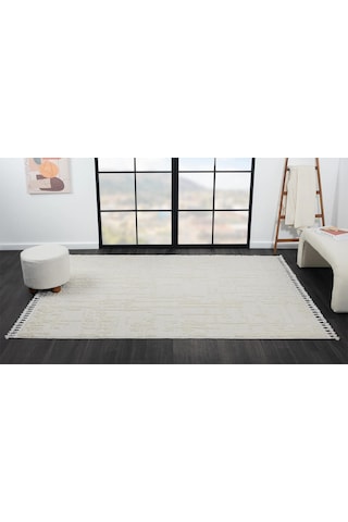 Wool Wl004a Bej Halı Sisal Bukle Dekoratif Kabartmalı Halı Tozsuz Antialerjik Salon Halısı Koridor-249 Beyaz