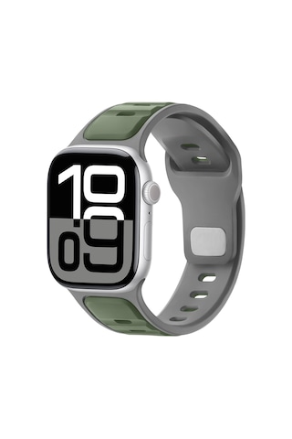 Apple Uyumlu Watch 42mm 44mm 45mm S10 46mm Ultra 49mm Çift Renkli Spor Silikon Kordon Nefes Alabilir