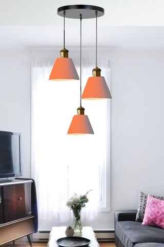 Rio Modern Huni Metal Sarkıt Avize Salon Oturma Odası Sarkıt Üçlü Avize Beyaz