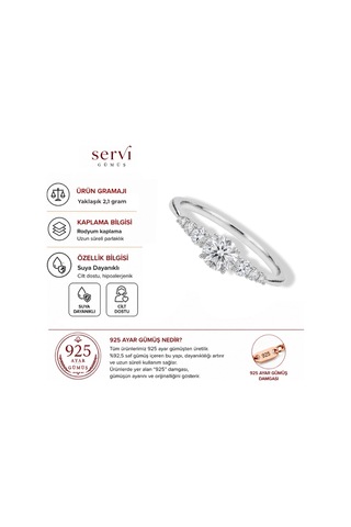 Servi 925 Ayar Gümüş Forever Love Yan Yaşlı Tektaş Nişan Yüzüğü-427