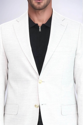 Açık Gri Balıksırtı Desenli Gold Renk Metal Düğmeli Slim Fit Erkek Blazer Ceket - Wessi Grey