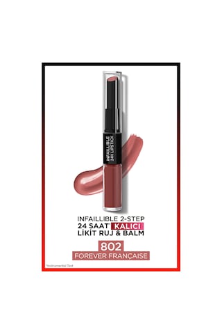 L'Oreal Paris Infaillible 2 Step 24 Saat Kalıcı Likit Ruj & Balm 802 Forever Française