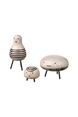 Ikea Dvärgtall Dekoratif Aksesuar, Kahverengi-siyah, Masif Ahşap 3 Parça