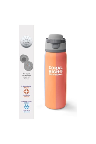 Coral High Kids Renkli Çizgili Desenli Pipetli Ve Direkt Içim Çelik Termos 800 Ml 38540