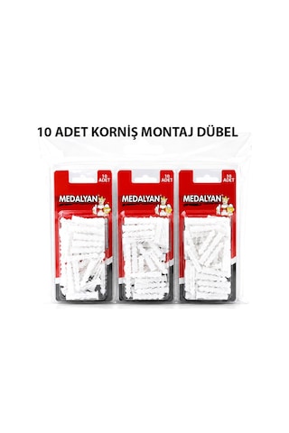 Medalyan Dl-57 Korniş Montaj Dübeli 10 Adet Plastik Çivili - 12'li Paket