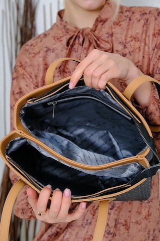 Just Polo Kadın Gofraj Baskılı Büyük Boy El Çantası 4028 Siyah - Camel 09084110