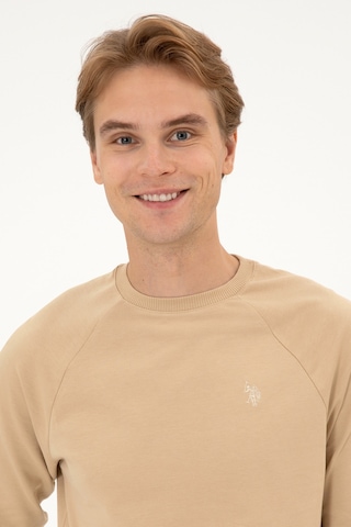 U.S. Polo Assn. Erkek Regular Fit Bisiklet Yaka Kum İnce Basic Sweatshirt 50313752-VR085