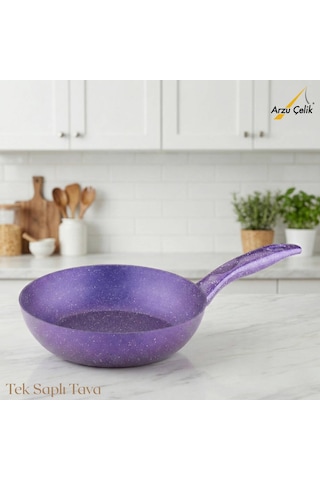 22 Cm Granit Tek Saplı Tava - Violet Violet