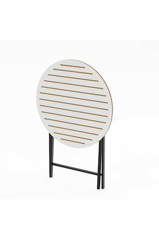 Katlanır 4 Kişilik Yuvarlak Bahçe Masası Bistro Masa 70x70 Beyaz