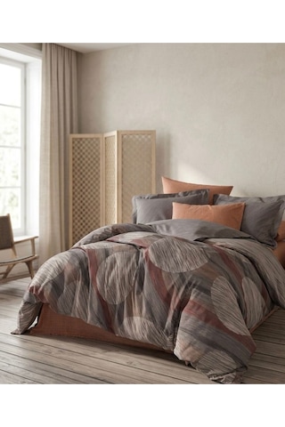 Ranforce Nevresim Cotton Box %100 Ranforce Pamuk Modern Çift Kişilik Konforlu Mevsimlik Nevresim Takımı Kahverengi