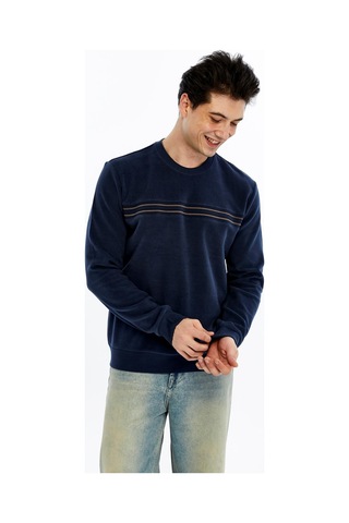 AR-MA Arma Erkek Regular Fit Selanik Kumaş Çizgi Baskılı Bisiklet Yaka Kazak %65 Pamuk %35 Polyester K30124697702 Indigo