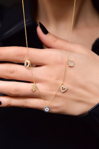 Papatya Silver 925 Ayar Gold Kaplama Şans Kolye