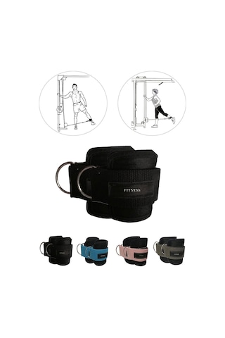 Spor Byfit Ayak Bilek Kayışı D-Ring Ağırlık Çekiş Aparatı - SİYAH Siyah