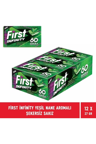 First Infinity 60 Dakika Yeşil Nane Aromalı Şekersiz Sakız 12'li