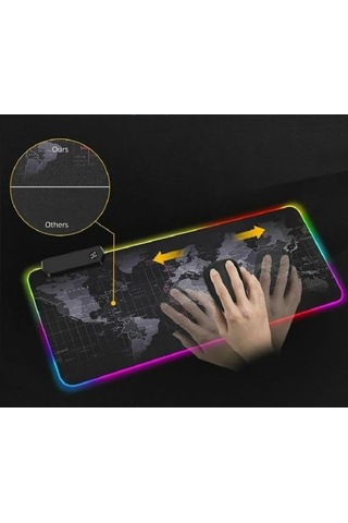 Büyük Boy Xxl 80x30 Cm Pc Kısayol Kodlar Desenli Rgb Led Işıklı Gaming Gamer Oyuncu Mouse Pad Kauçuk Diğer