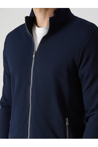 Lcwaıkıkı Classic Lacivert Dik Yaka Uzun Kollu Erkek Fermuarlı Sweatshirt