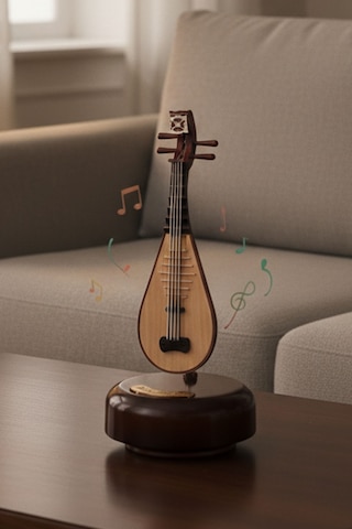 Saz Tasarımlı Müzik Kutusu Dekoratif Müzik Kutusu Nostaljik Hediye Şirin Müzik Kutusu