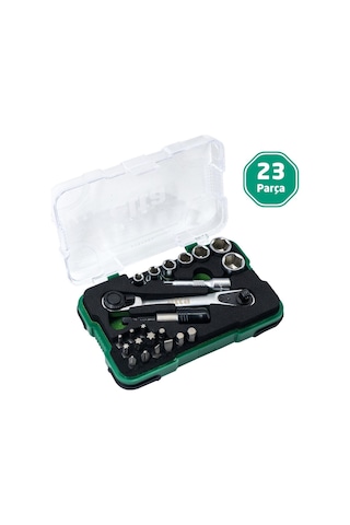 Elta 1/4" Altıköşe Cırcırlı Lokma Anahtar Ve Bits Uç Seti 23 Parça