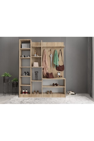 Çizgi Portmanto Vestiyer Meşe-180 cm