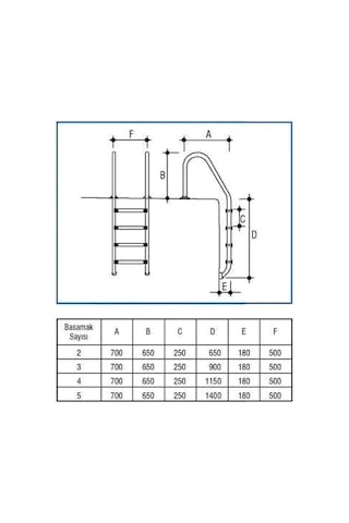 Havuz Merdiveni 3 Basamak Standart Model 316
