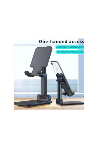 Masa Üstü Telefon Standı Masa Üstü Tablet Standı Kademeli Yükseklik Ayarlı Siyah