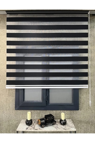 Siyah Bambu Zebra Stor Perde Altı Düz