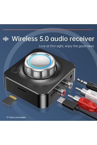Suofeng C39 Bluetooth 5.0 Alıcı - Hi-fi Ses Aktarımı, 3d Ses Efekti, Mavi Işık, 3.5mm Aux Ve Rca Portları, Siyah