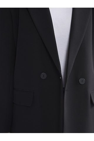 Lcw Modest Siyah Düğme Detaylı Kadın Blazer Ceket