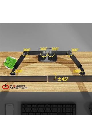 Pm-252d 13-32 Amortisörlü Stand Çift Kol Lcd-led Gaming Monitör Tutucu Stand Askı Aparatı