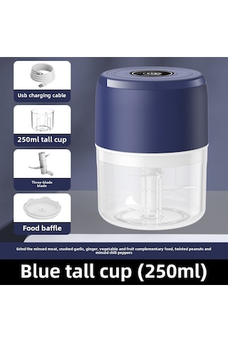 Youmex Mutfakta Kullanım İçin Mini Kablosuz Elektrikli Sarımsak Dilimleyici - Fıstık, Tohum Ve Malzeme Ezici, 250ml Mavi, Kolay Temizlenir Diğer