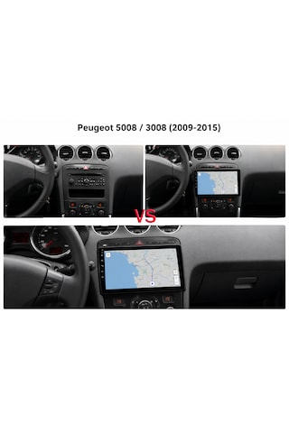 Peugeot 5008 2010-2015 Uyumlu 4gb Ram 64gb Android Navigasyon Multimedya Tesla Ekran Android Teyp Double Teyp Kablosuz Carplay Android Auto Bluetooth Wifi Gps Geri Görüş Kameralı 9"