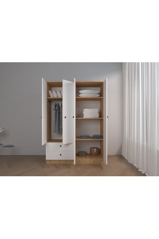 4 Kapaklı 2 Çekmeceli Modern Gardırop