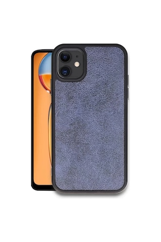Apple, Uyumlu iPhone 11 Kılıf Aras Deri Kapak - Lacivert Beyaz