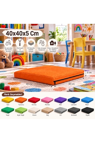 40x40x5 Cm Kare Minder - Sandalye Minderi - Kreş Anaokulu Oyun Aktivite Minderi - Bahçe Dekor Minderi Turuncu