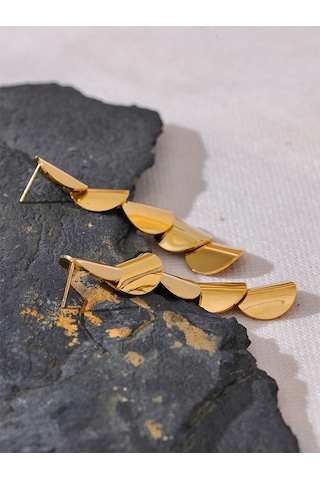 Gümüş Eetit Paslanmaz Çelik Şık Metal Yuvarlak Uzun Asılı Damla Küpe Kadınlar İçin Basit Çekici Kulak Takı Su Geçirmez Gümüş