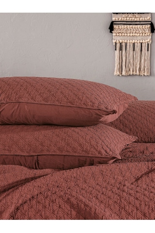 Cambridge Yatak Örtüsü Seti Çift Kişilik Kiremit Kutulu Kırmızı