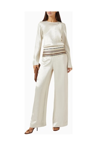 Abadia Abadıa Naia Sadu Saten Pantolon, Gizli Fermuar, Off White, 100% Asetat Krem