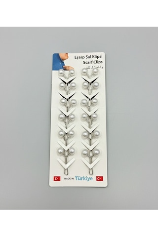 My Vintage 12 Adet Şal Eşarp Klipsi-boncuklu Şal Klipsi Kaymaz Tutucu krem