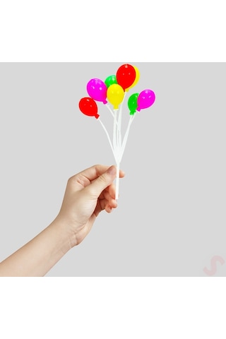 Plastik Minyatür 8'li Demet 17cm Teraryum Obje - Balon