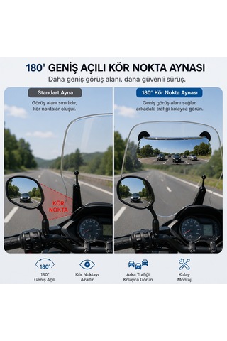 Bakgelal Geniş Açılı Motosiklet Kör Nokta Aynası, Güvenlik Aynası, Scooter, Touring, Adventure Uyuml