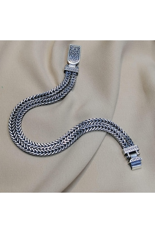 Omar Silver 925 Ayar Midyat Hasırı Cihan Albora Gümüş Erkek Bilekliği