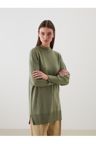 Lcw Modest Yeşil Dik Yaka Kadın Triko Tunik