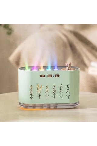 Techbloom 5 Modlu 7 Renkli Dinamik Işık Pembe Aromaterapi Nemlendirici Usb Şarjlı Sessiz Çalışma Ev Yatak Odası