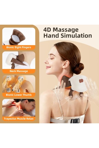 Isıtmalı Omuz Masaj Aleti, Shiatsu Boyun Ve Sırt Masaj Aleti, Baba, Anne, Yorgunluk, Rahatlama, Kas Gevşemesi İçin Şarj Edilebilir Derin Doku Yoğurma Masaj Yastığı