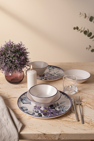 Keramika Purple Flower Yemek Takımı 6 Parça 2 Kişilik 21329-30-31 Çok Renkli