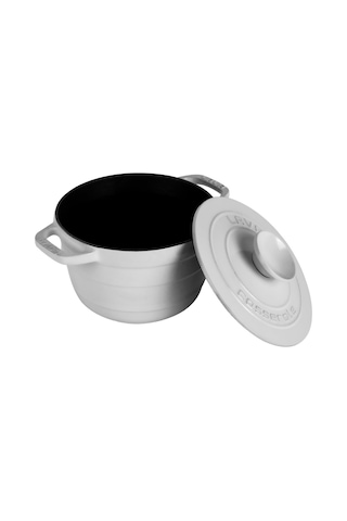 Lava Döküm Yuvarlak Tencere Döküm Demir Kapak Experience Majolik Serisi Çap Ø 23cm Beyaz Sku: Smg8690010576460 Açık