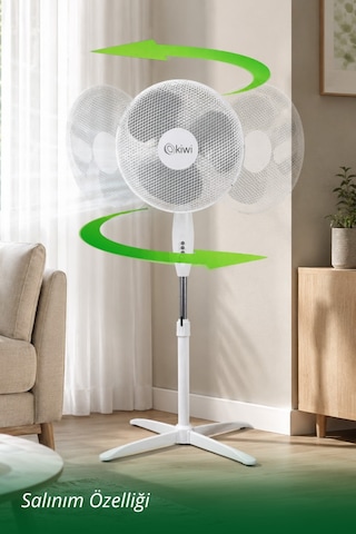 Kiwi Kfan-7417l Standlı Vantilatör 3 Kademe & Salınım & 70 Cm Stabil Taban